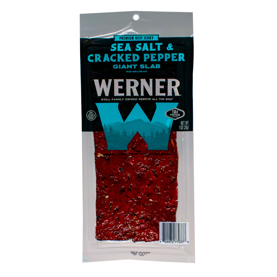 Werner - Giant Slab Beef Jerky - Sea Salt & Cracked Pepper - 15 Count