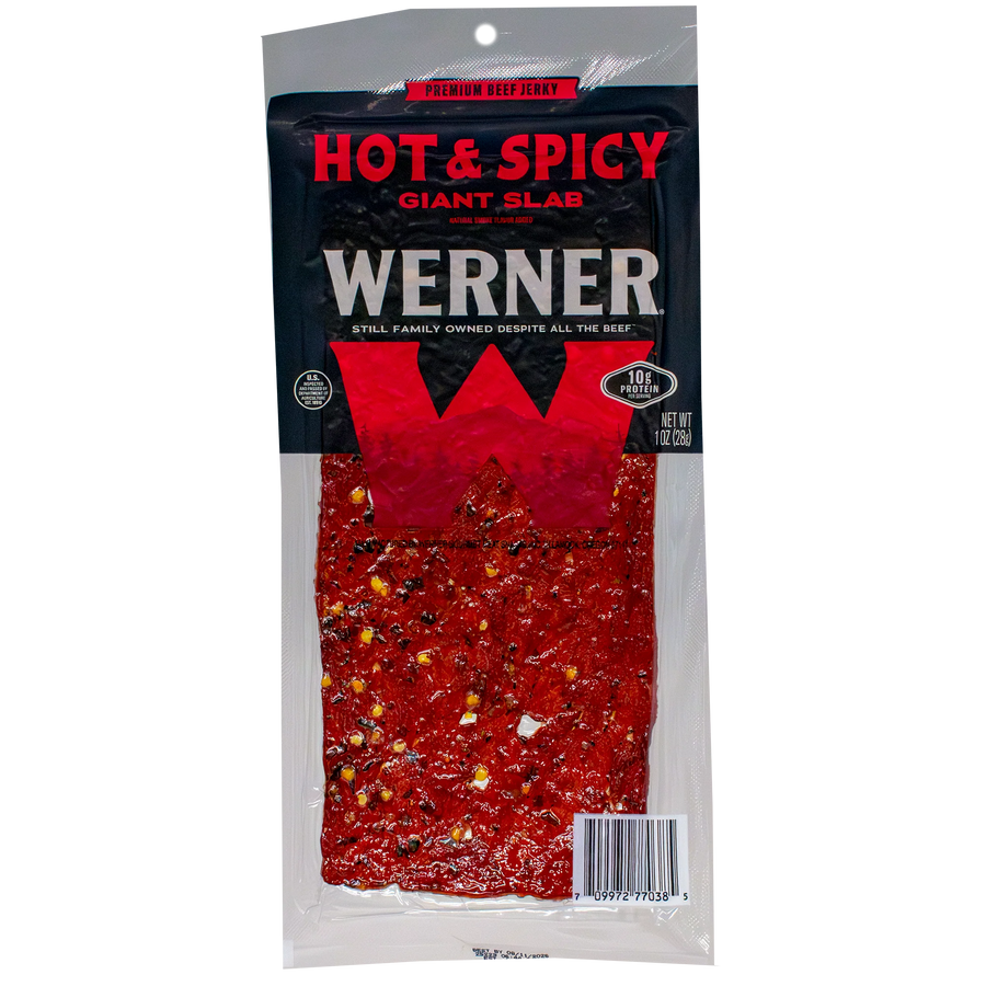 Werner - Giant Slab Beef Jerky - Hot & Spicy - 15 Count