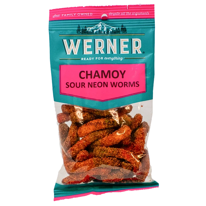 6 Snack Bags - Chamoy Sour Neon Worms
