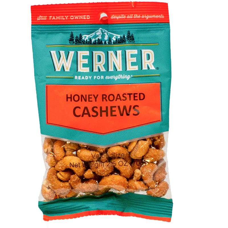 6 Snack Bags - Cashews - Honey Roasted