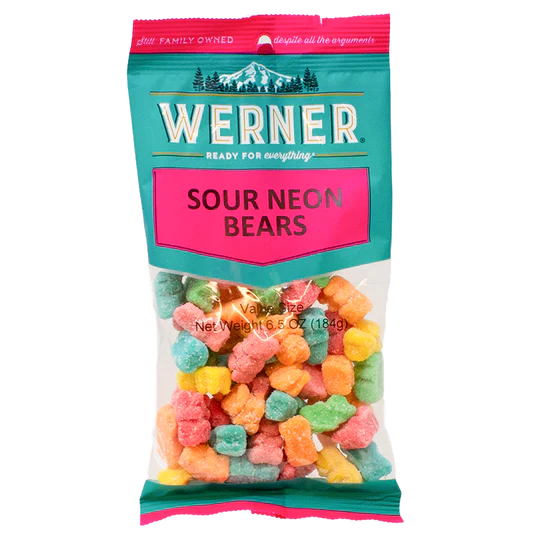 6 Snack Bags - Sour Neon Bears